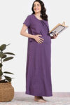 Zivame Maternity Petal Dreams Knit Cotton Full Length Nightdress - Medieval Blue — thumbnail 4